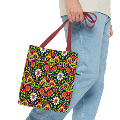 Tote Bag (AOP), Aries, Zodiac, Flower Pattern