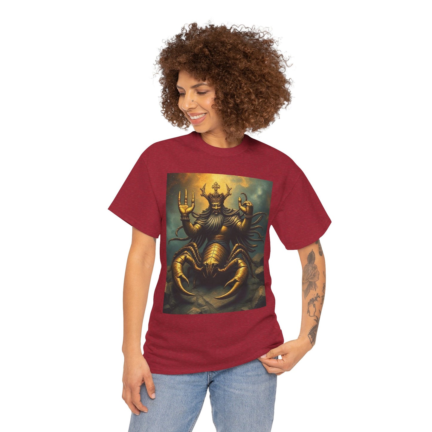 Unisex Heavy Cotton T-Shirt, Desert Scorpio King, Zodiac Design