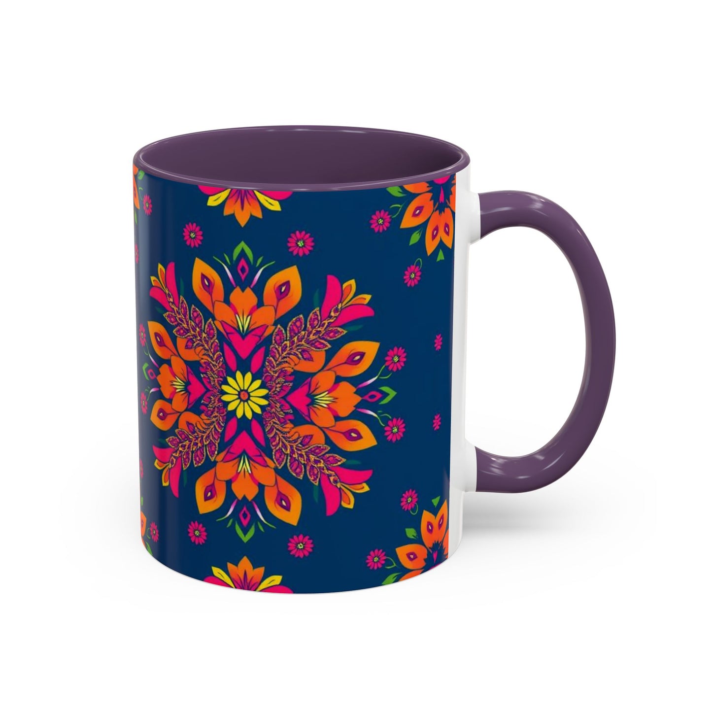 Accent Coffee Mug, Gemini, Zodiac v2, Flower Pattern, (11, 15oz)