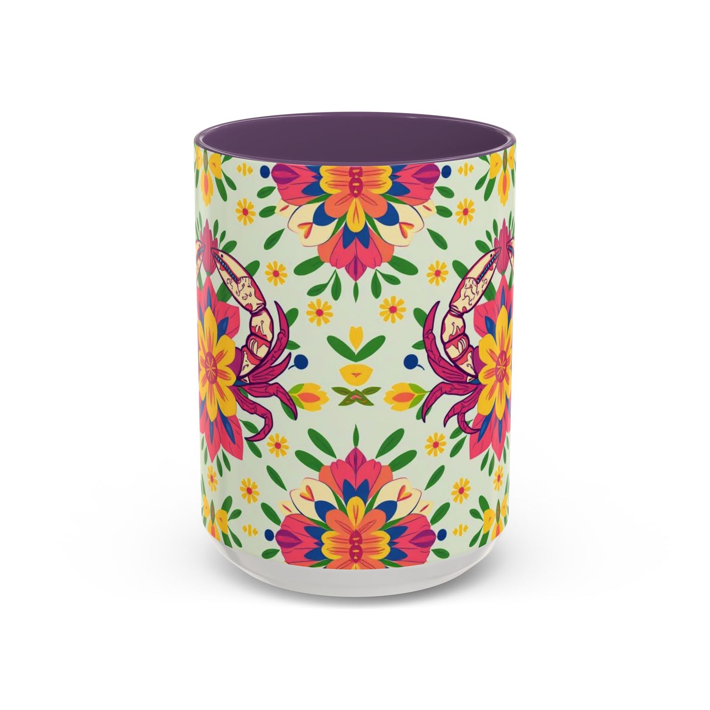 Accent Coffee Mug, Cancer, Zodiac v3, Flower Pattern, (11, 15oz)