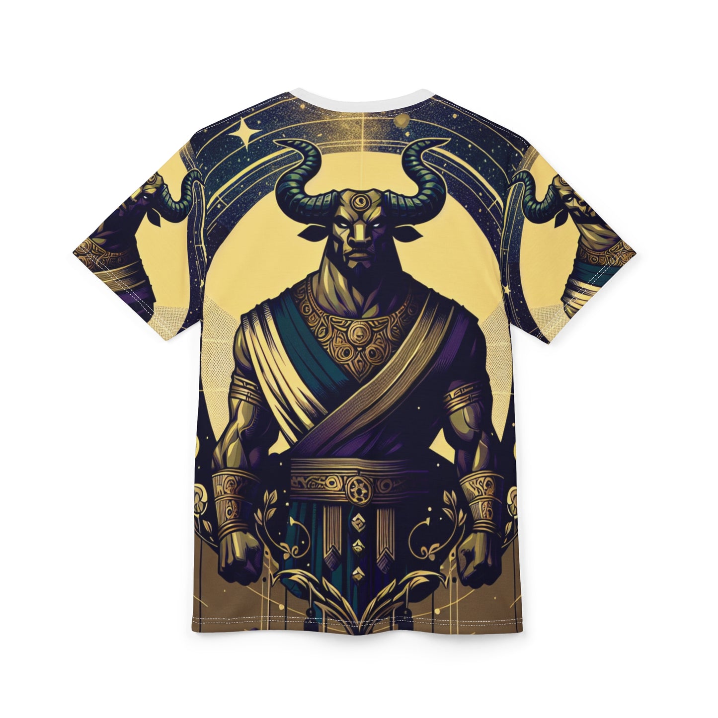 Unisex Cut & Sew T-Shirt (AOP), Minotaur, Taurus Zodiac Design, Regular fit, 100% Polyester