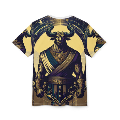 Unisex Cut & Sew T-Shirt (AOP), Minotaur, Taurus Zodiac Design, Regular fit, 100% Polyester