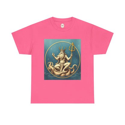 Unisex Heavy Cotton T-Shirt, Aquarius God 3v, Zodiac Design