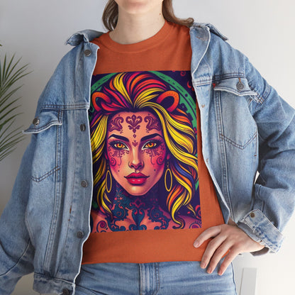Unisex Heavy Cotton T-Shirt, Leo, Zodiac v1, Sexy Art