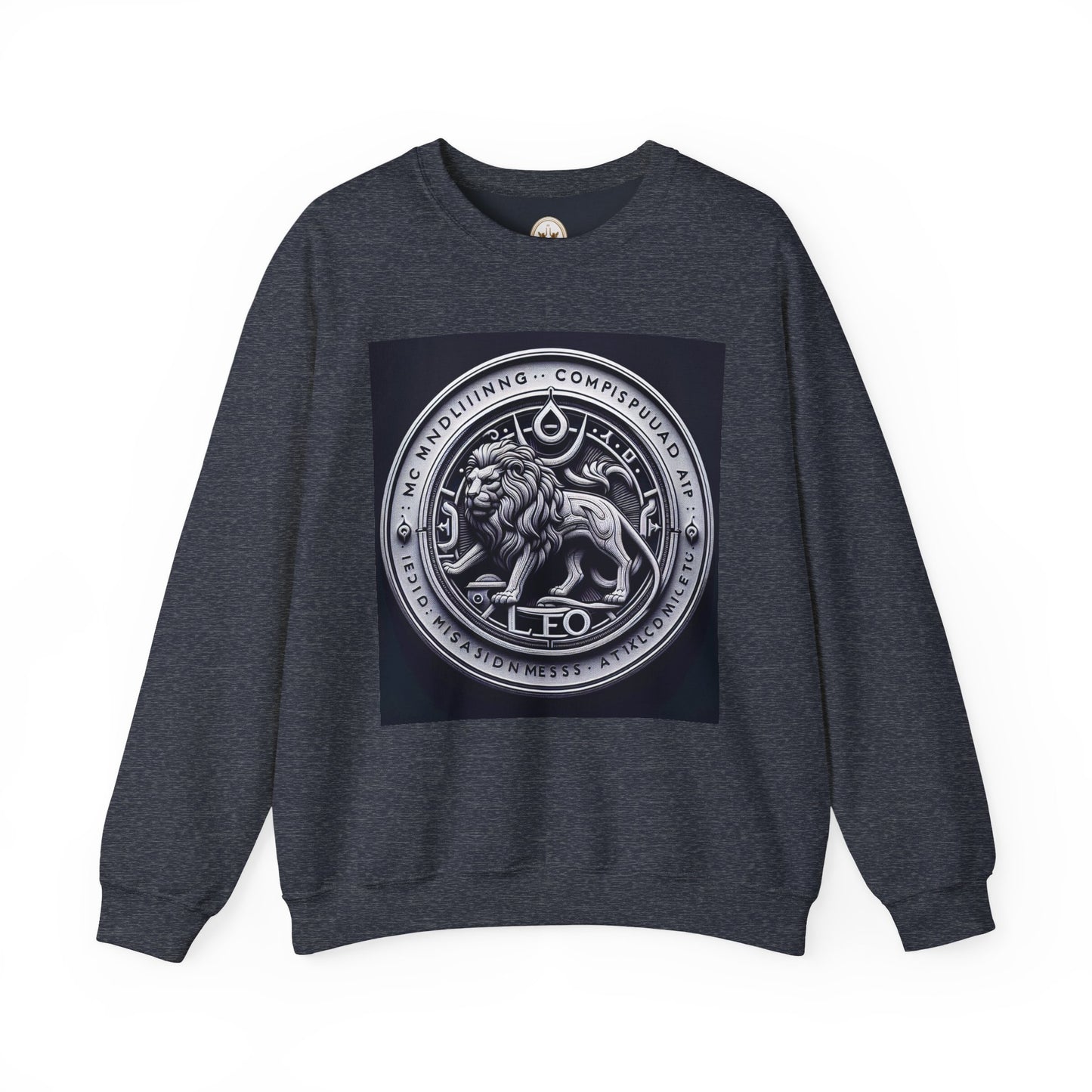 Unisex Heavy Blend™ Crewneck Sweatshirt, Lion Coin, Leo Zodiac Design