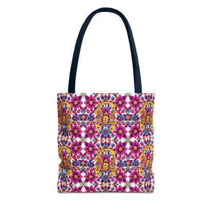 Tote Bag (AOP), Scorpio, Zodiac v1, Flower Pattern