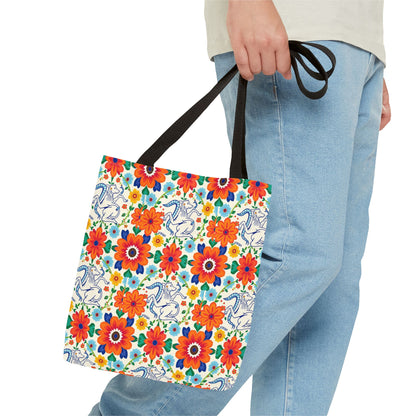 Tote Bag (AOP), Virgo, Zodiac v1, Flower Pattern