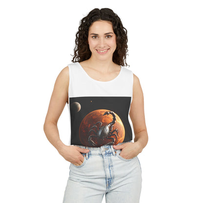 Unisex Garment-Dyed, Tank Top, Scorpio Design, Planet Symbol, 100% US cotton