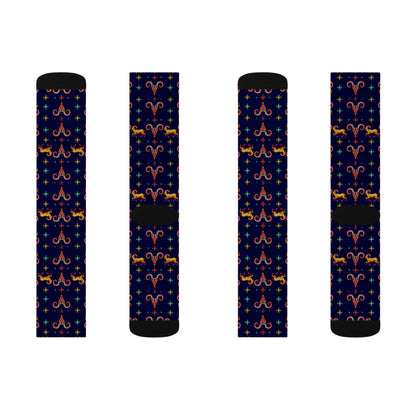 Sublimation Socks, Aries, Zodiac, Jewel Pattern