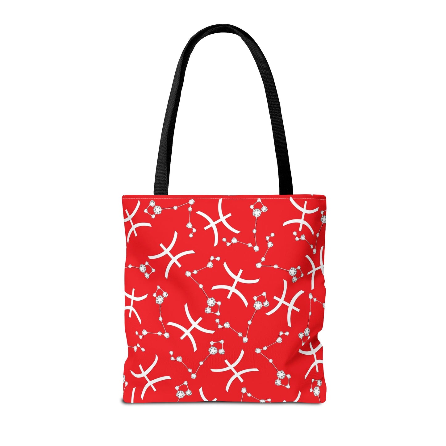 Tote Bag, Pisces Zodiac Sign, AOP, (Red, White)