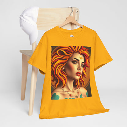 Unisex Heavy Cotton T-Shirt, Leo, Zodiac v3, Sexy Art