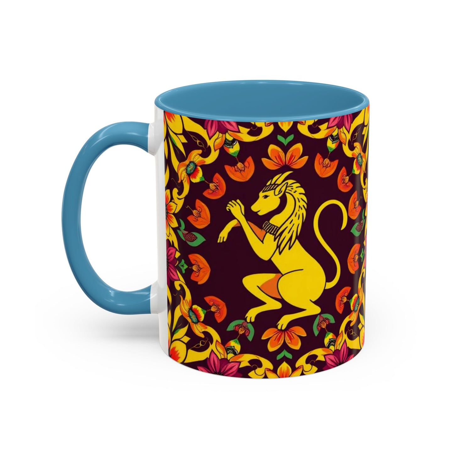 Accent Coffee Mug, Virgo, Zodiac v1. Flower Pattern, (11, 15oz)