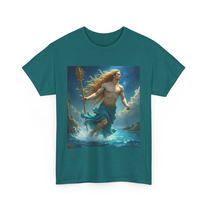 Unisex Heavy Cotton T-Shirt, Aquarius God 4v, Zodiac Design