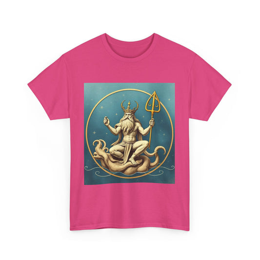 Unisex Heavy Cotton T-Shirt, Aquarius God 2v, Zodiac Design