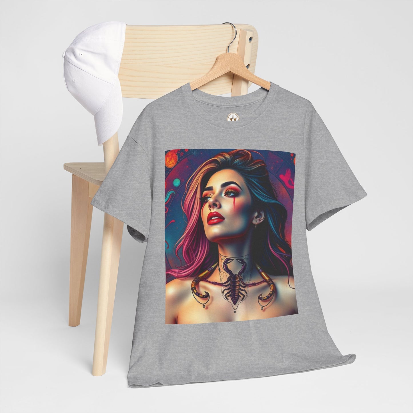 Unisex Heavy Cotton T-Shirt, Scorpio, Zodiac v1, Sexy Art