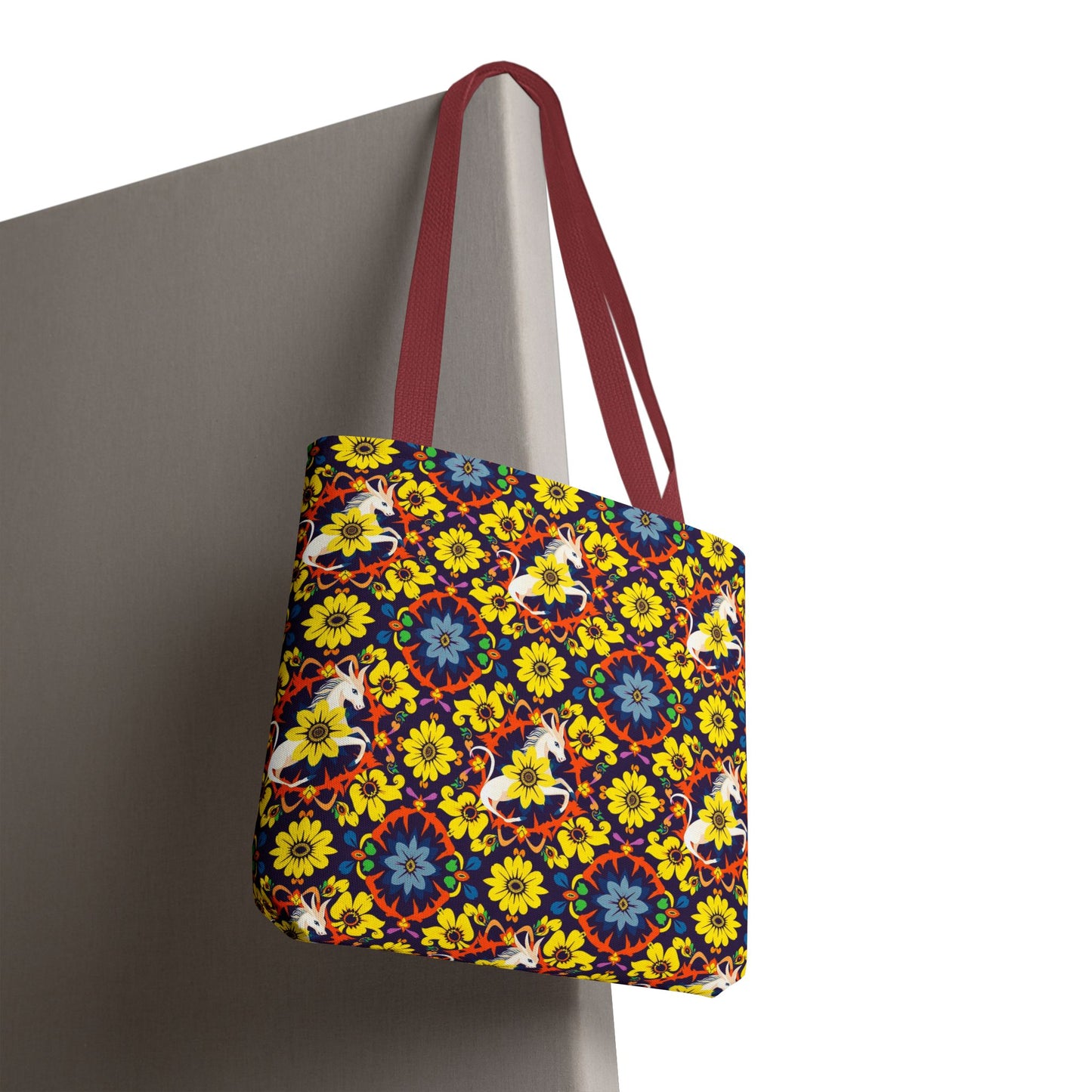 Tote Bag, (AOP), Aquarius, Zodiac v5, Flower Pattern