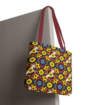 Tote Bag, (AOP), Aquarius, Zodiac v5, Flower Pattern