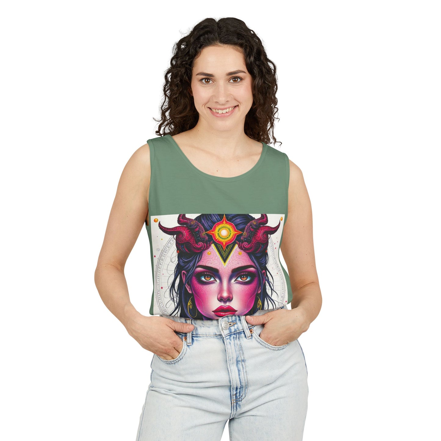 Unisex Garment-Dyed, Tank Top, Virgo Design, Pop Art, 100% US cotton