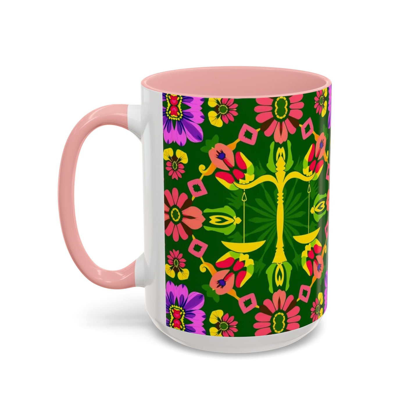 Accent Coffee Mug, Libra, Zodiac, Flower Pattern, (11, 15oz)