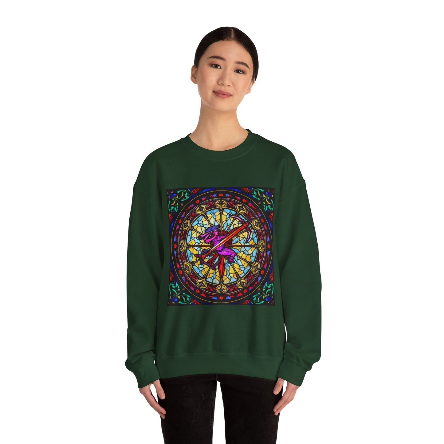 Unisex Heavy Blend™ Crewneck Sweatshirt, Glass 1, Sagittarius Zodiac Design