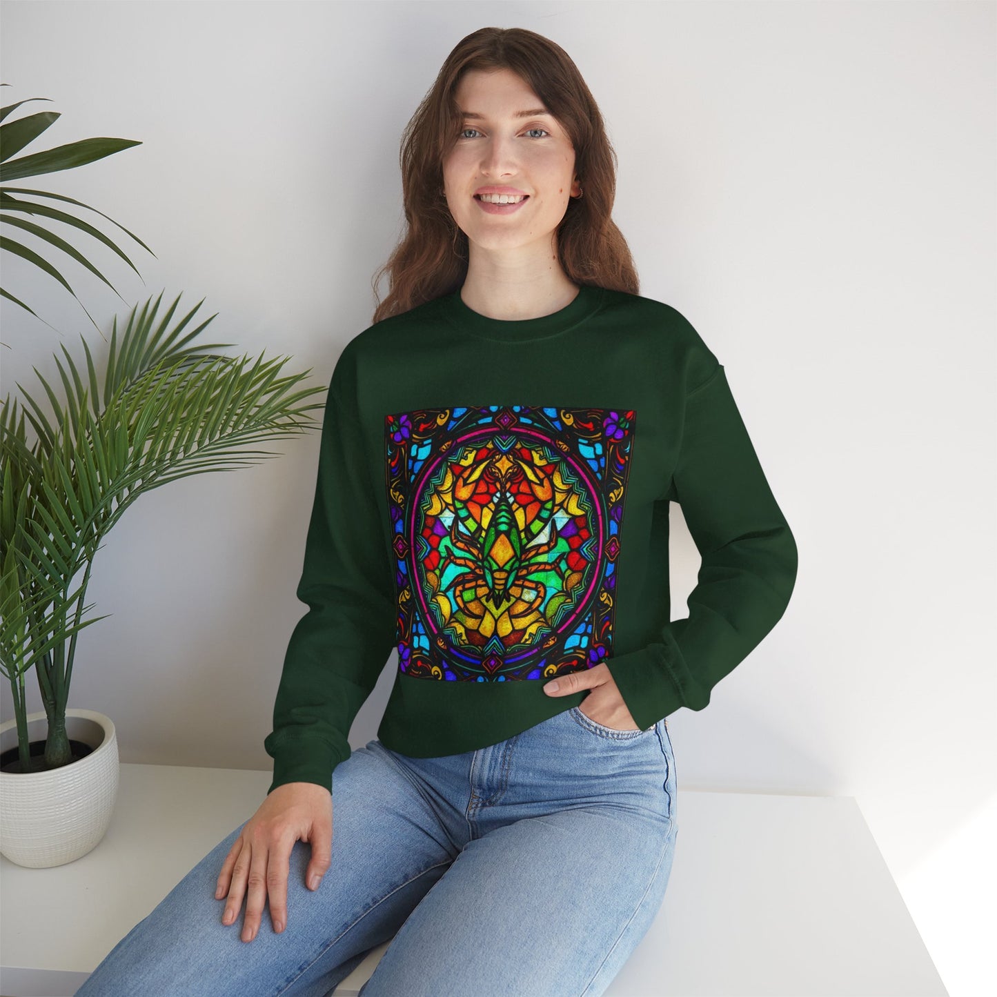 Unisex Heavy Blend™ Crewneck Sweatshirt, Glass 1, Scorpio Zodiac Design