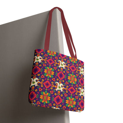 Tote Bag (AOP), Aquarius, Zodiac v2, Flower Pattern
