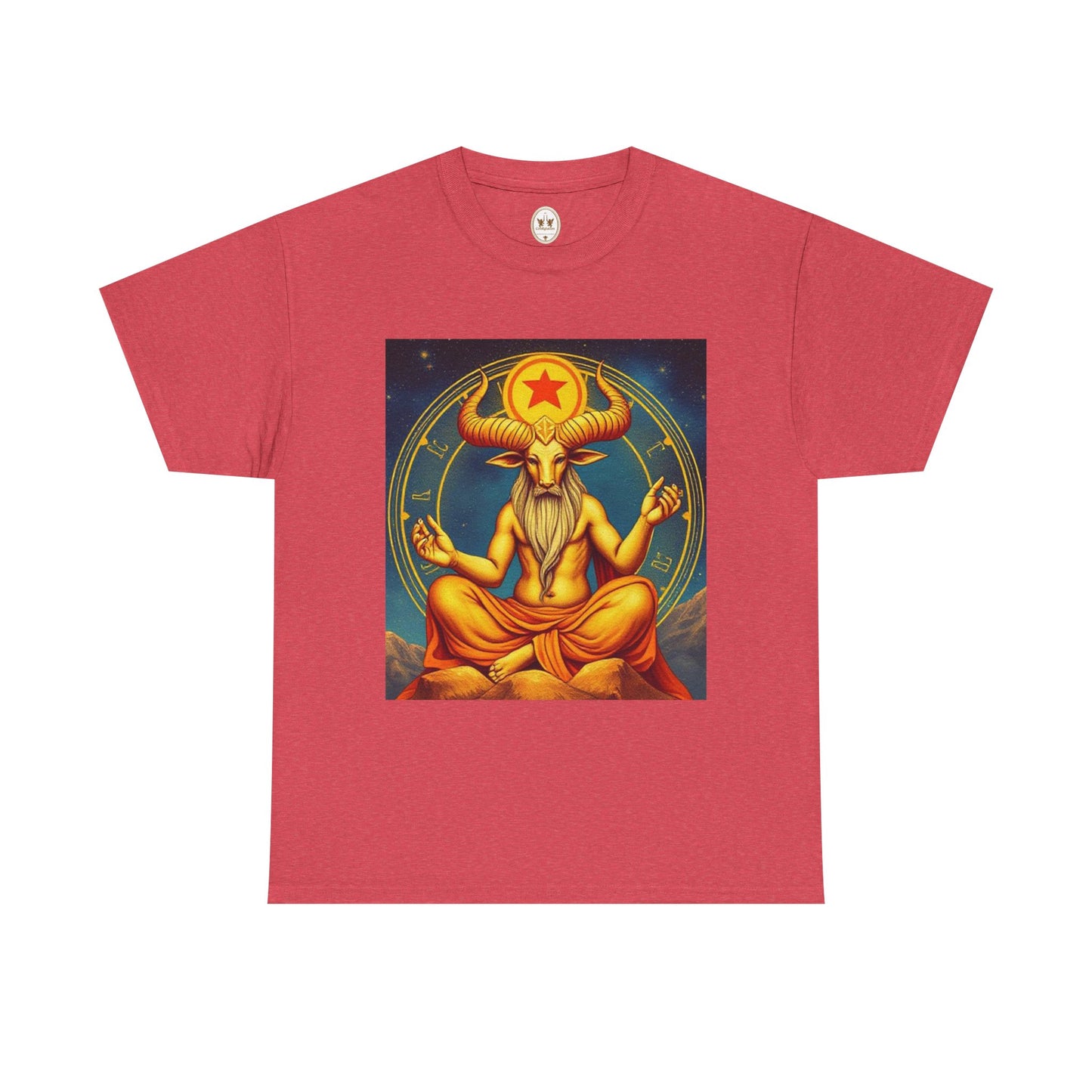 Unisex Heavy Cotton T-Shirt, Meditating Bull, Taurus Zodiac Design