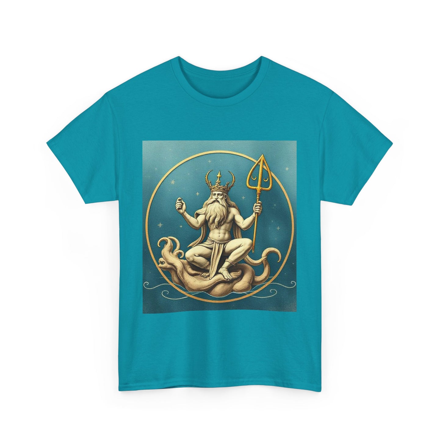 Unisex Heavy Cotton T-Shirt, Aquarius God 2v, Zodiac Design
