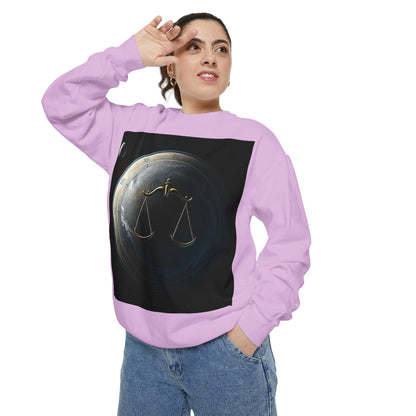 Garment-Dyed Sweatshirt, Unisex, Space Animal Design, Libra