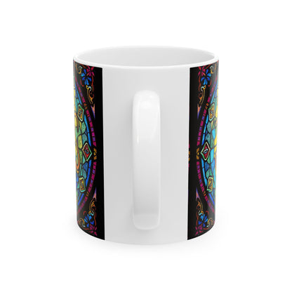 Ceramic Mug, (11oz, 15oz), Ceramic Coffee Mug, AOP, Glass Design v1, Capricorn Zodiac