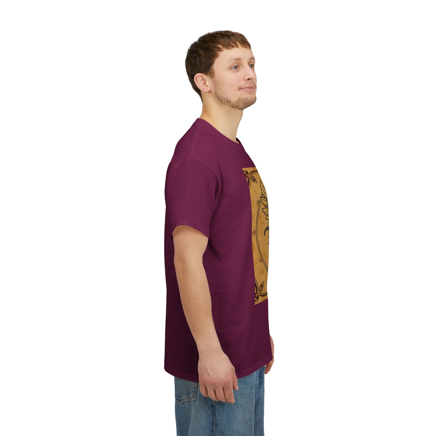 Unisex Heavy Cotton T-Shirt, Pencil Art v1, Gemini Zodiac Design