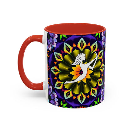 Accent Coffee Mug, Sagittarius, Zodiac v1. Flower Pattern, (11, 15oz)