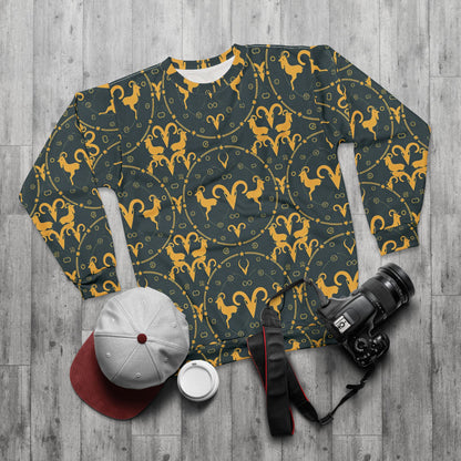 Unisex Sweatshirt, Zodiac Design, Pattern v1, Aries, AOP