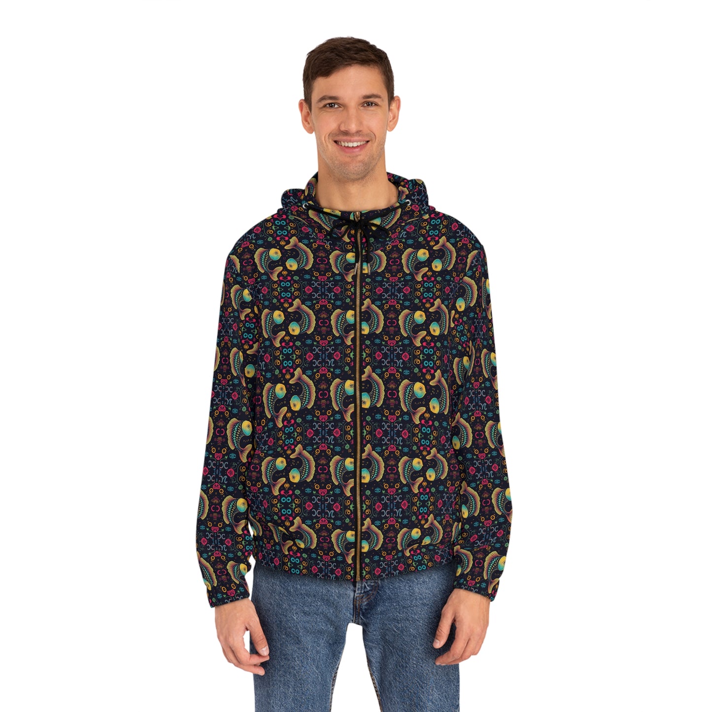 Full-Zip Hoodie (AOP), Pisces, Zodiac v3, Pattern