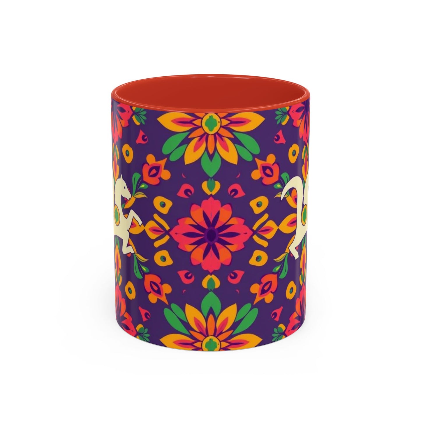Accent Coffee Mug, Aquarius, Zodiac v2, Flower Pattern, (11, 15oz)