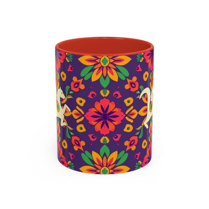 Accent Coffee Mug, Aquarius, Zodiac v2, Flower Pattern, (11, 15oz)