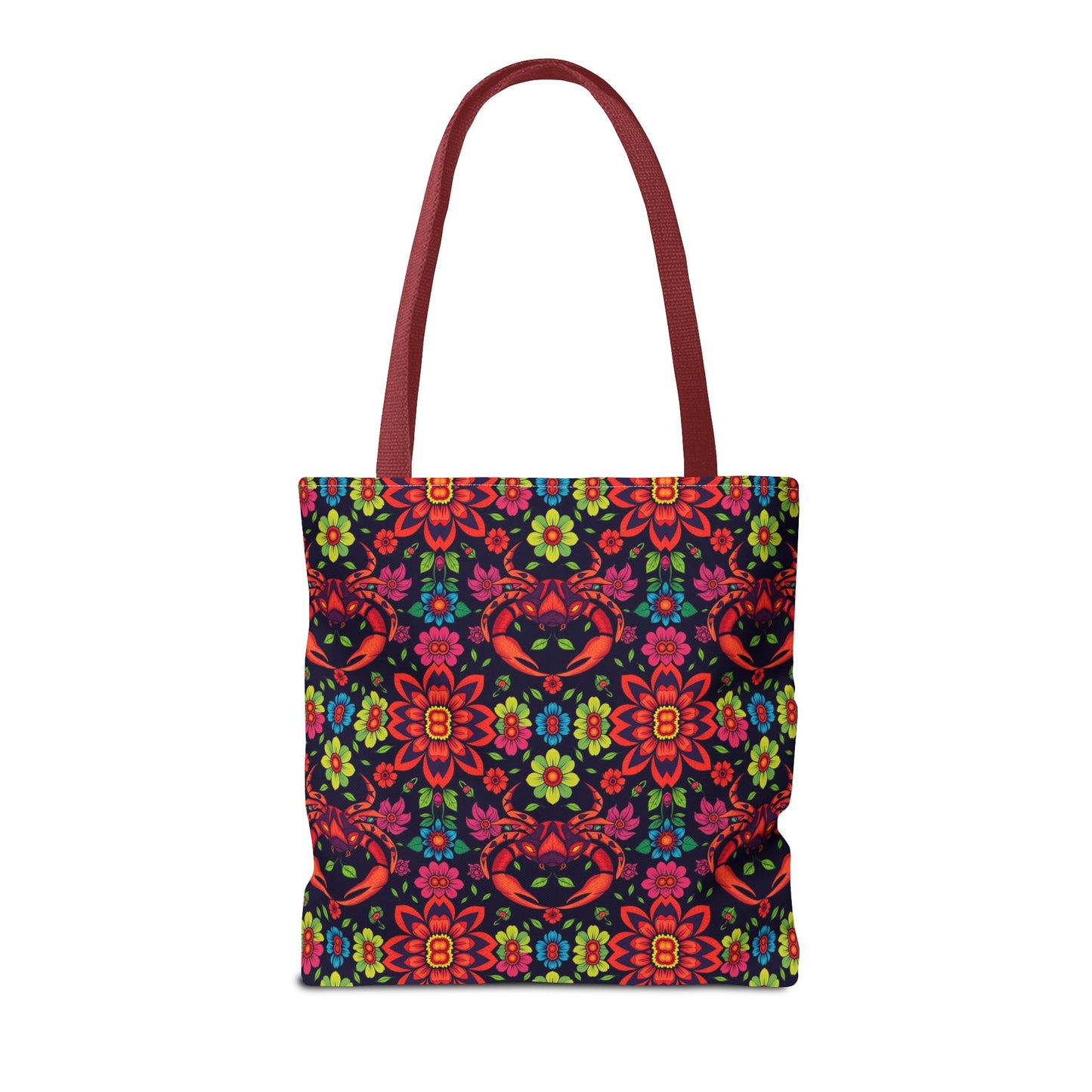 Tote Bag, (AOP), Cancer, Zodiac, Flower Pattern