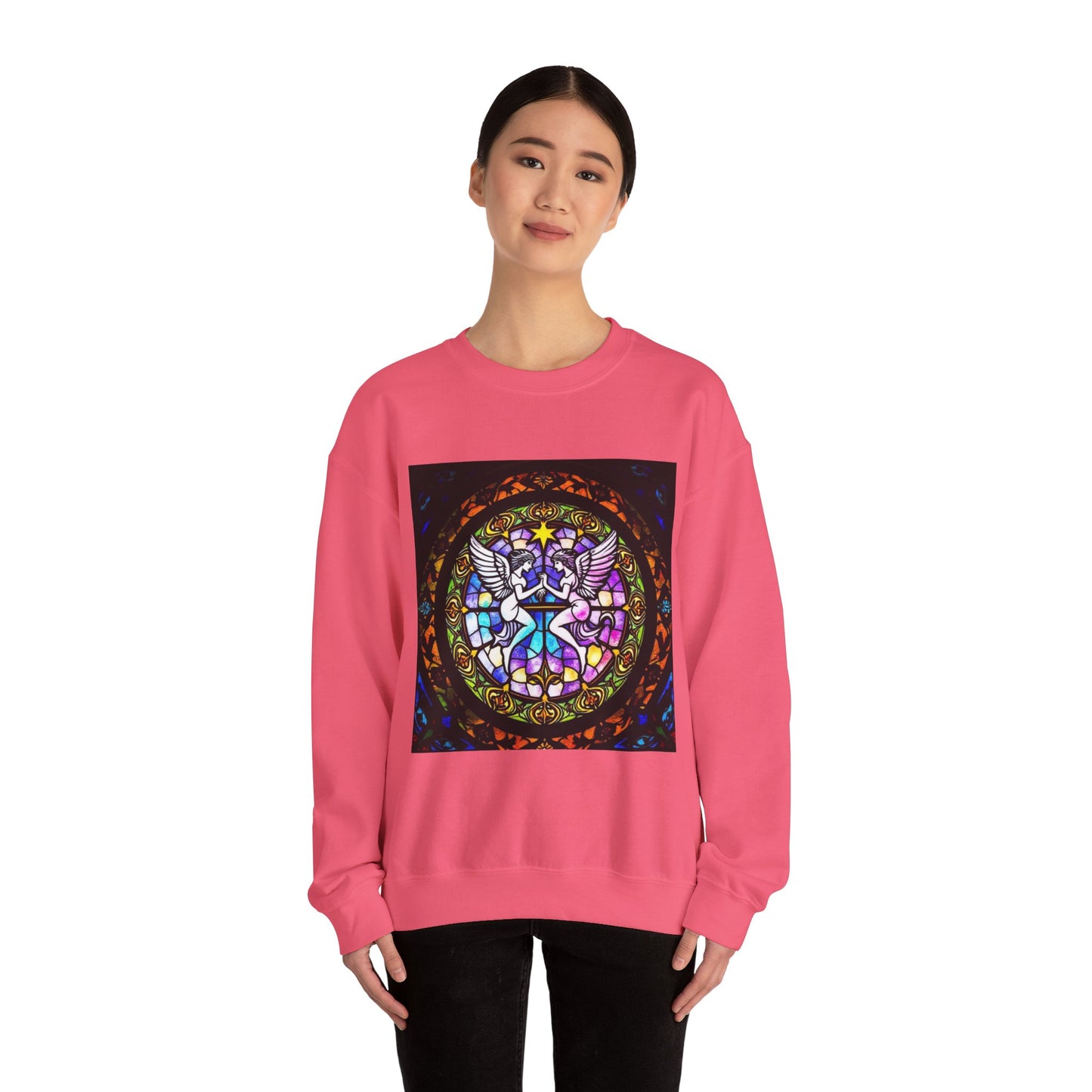 Unisex Heavy Blend™ Crewneck Sweatshirt, Glass 1, Gemini Zodiac Design