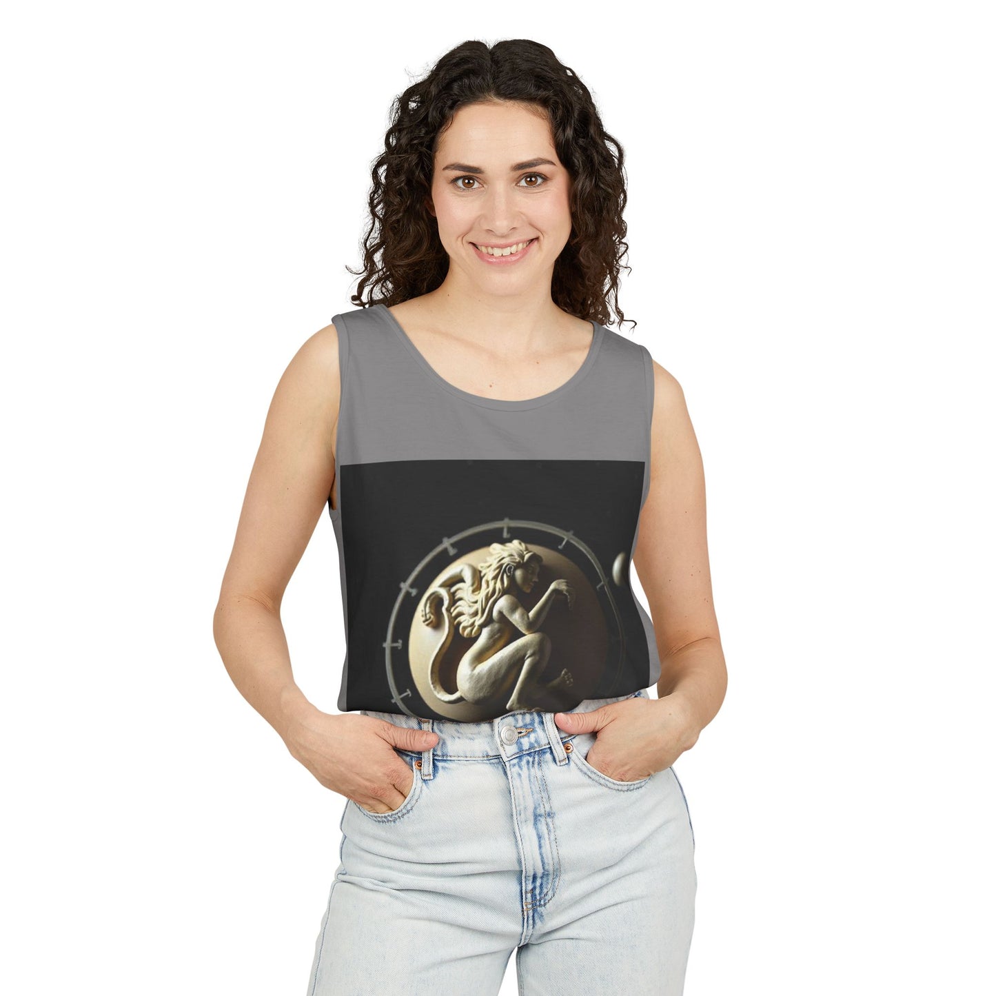 Unisex Garment-Dyed, Tank Top, Virgo Design, Planet Symbol, 100% US cotton