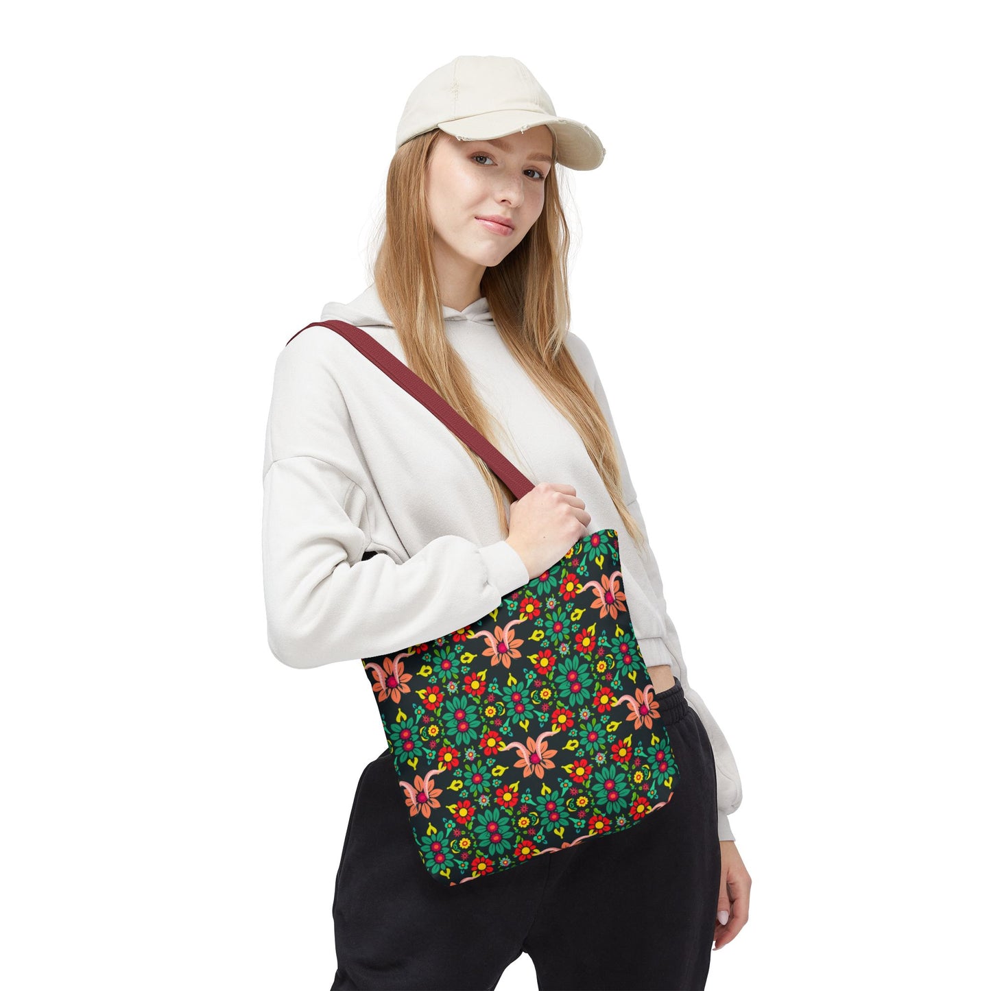 Tote Bag, (AOP), Aquarius, Zodiac v1, Flower Pattern