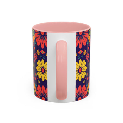 Accent Coffee Mug, Leo, Zodiac v3, Flower Pattern, (11, 15oz)
