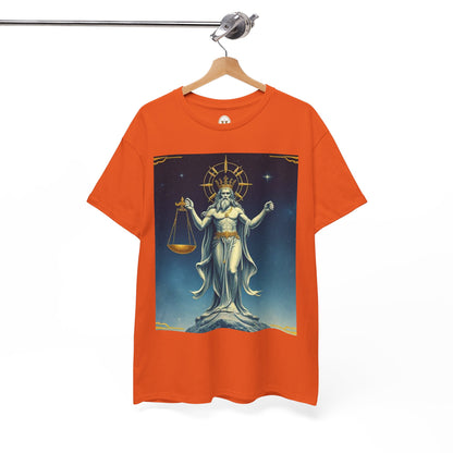 Unisex Heavy Cotton T-Shirt, Space, Libra God, Zodiac Design