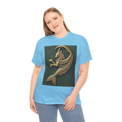 Unisex Heavy Cotton T-Shirt, Capricorn Animal v1, Symbol, Zodiac Design
