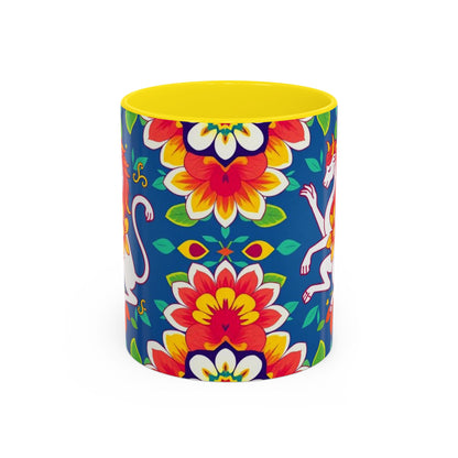 Accent Coffee Mug, Virgo, Zodiac v3. Flower Pattern, (11, 15oz)