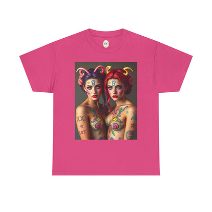 Unisex Heavy Cotton T-Shirt, Gemini, Zodiac v3, Sexy Art