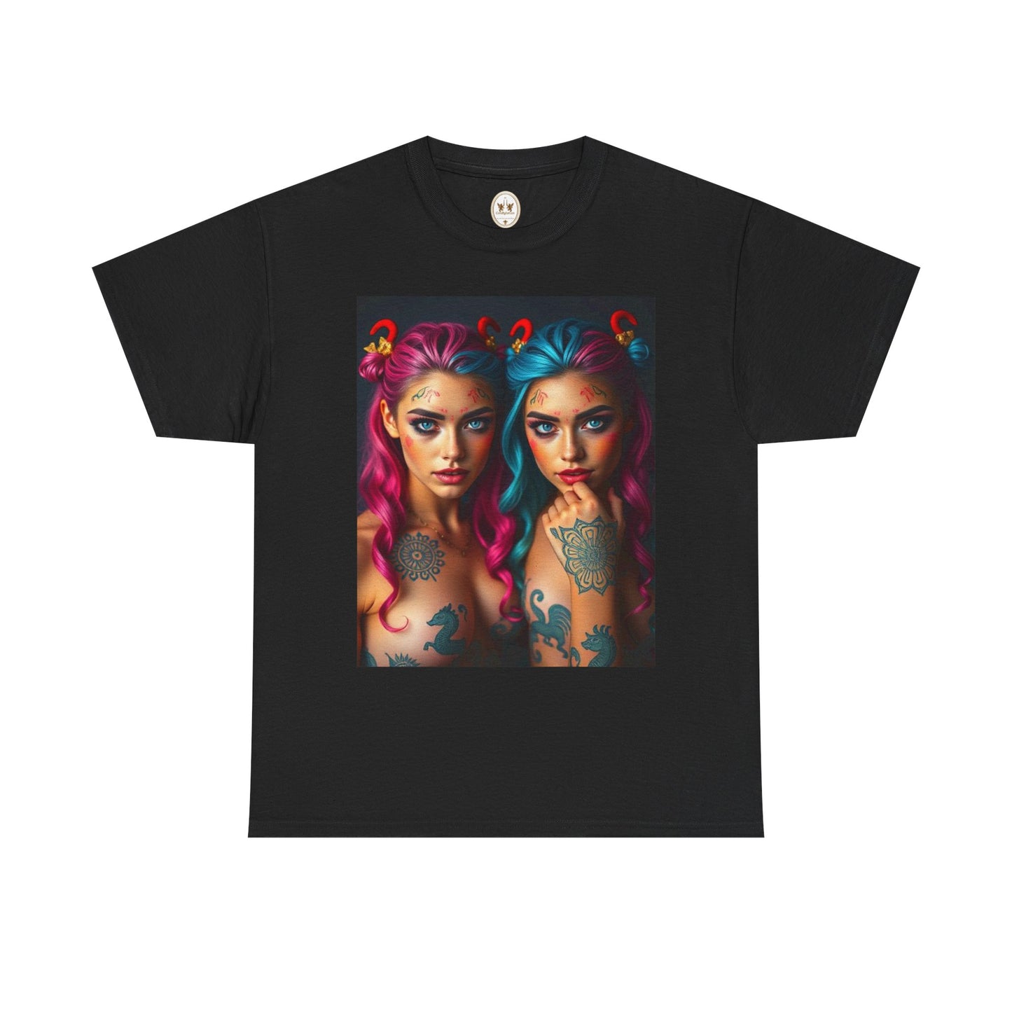 Unisex Heavy Cotton T-Shirt, Gemini, Zodiac v1, Sexy Art