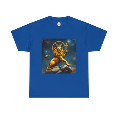 Unisex Heavy Cotton T-Shirt, King of Lions, Leo Zodiac Design