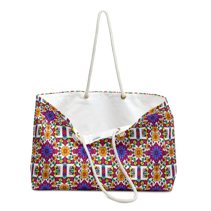 Weekender Bag, Gemini, Zodiac v3, Flower Pattern