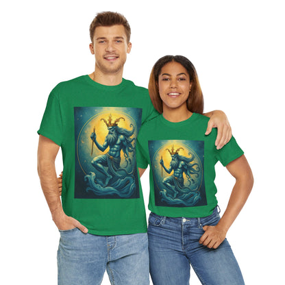 Unisex Heavy Cotton T-Shirt, Aquarius God 1, Zodiac Design