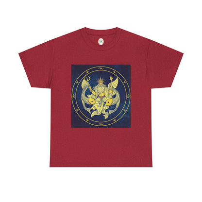 Unisex Heavy Cotton T-Shirt, King of Pisces, Zodiac Design